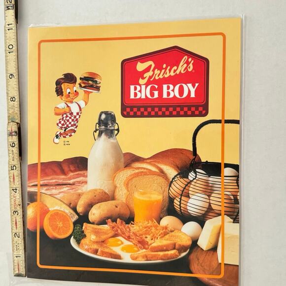 1980’s Frisch's Big Boy Yellow Laminated Breakfast Menu Vintage Diner 9” x 11” - Picture 6 of 8